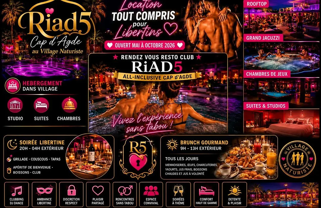 Village Naturiste Cap D'Agde Hotel Libertin Location Studio Club Riad 5-1